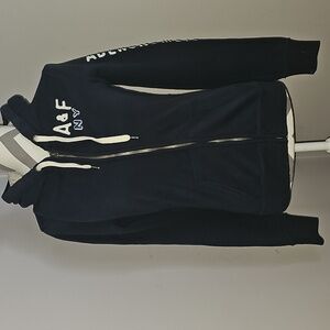 Abercrombie & Fitch Women's Navy Zip-Up Hooded Sweatshirt, Size Large